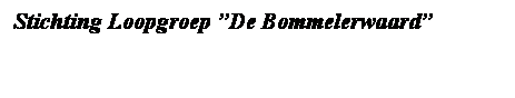 Tekstvak: Stichting Loopgroep �De Bommelerwaard�
&nbsp;
�trachten leven toe te voegen aan dagen, 
waar geen dagen meer kunnen worden toegevoegd aan het leven�
